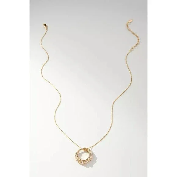 Anthropologie Gold Ring Necklace Pendant - Picture 4 of 4